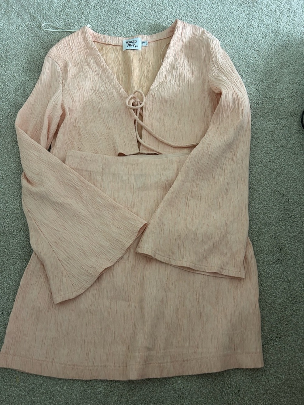 Princes Polly Rose Blush Pink Crinkle Tie-Front Set